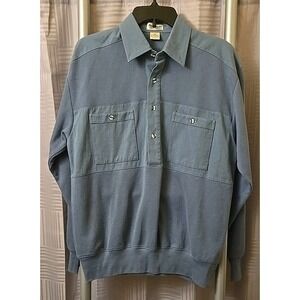 Norm Thompson Blue Sport Bottom‎ Polo Mens Medium Button